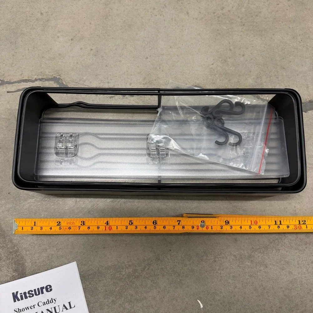 Kitsure Shower Caddy Set of 2 Black Metal Adhesive Bathroom Shelf No Drill